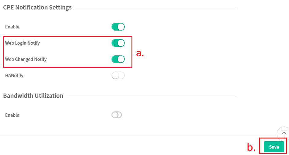 a screenshot of ACS CPE Notification Settings